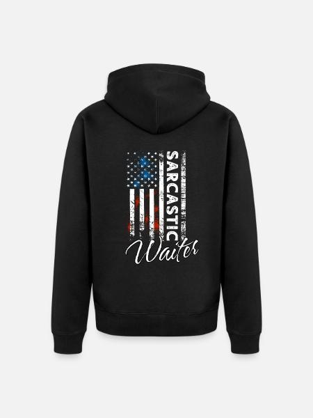 Sarcastic Waiter - Unisex Premium Organic Zip Hoodie - black