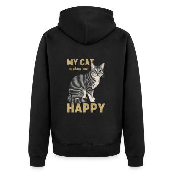 Mon chat me rend heureuse - Veste à capuche bio Premium Unisexe - noir - Dos - Nico (187cm)