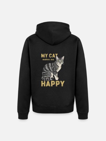 Mon chat me rend heureuse - Veste à capuche bio Premium Unisexe - noir