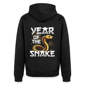 Year of the Wood Snake Chinese New Year 2025 - Unisex Premium Bio Zip Hoodie - Schwarz - Hinten - Nico (187cm)