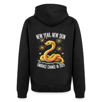 Year of the Wood Snake Chinese New Year 2025 - Unisex Premium Bio Zip Hoodie - Schwarz - Hinten - Nico (187cm)