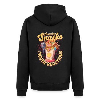 ASMR Flüstern Amazing Snacks Mouth Reactions - Unisex Premium Bio Zip Hoodie - Schwarz - Hinten - Nico (187cm)
