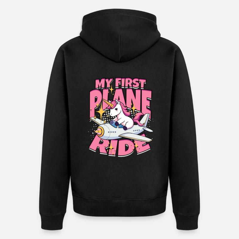 Erster Flug Flugzeugflug - Unisex Premium Bio Zip Hoodie - Schwarz