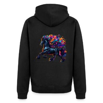 Cheval frison Pferd - Veste à capuche bio Premium Unisexe - noir - Dos - Nico (187cm)