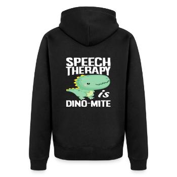 Sprachtherapie Ist Dino - Unisex Premium Bio Zip Hoodie - Schwarz - Hinten - Nico (187cm)