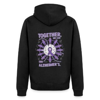 Alzheimer Bewusstsein Lila Band - Unisex Premium Bio Zip Hoodie - Schwarz - Hinten - Nico (187cm)