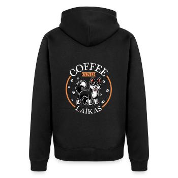 Café et laïka russo-européenne - Veste à capuche bio Premium Unisexe - noir - Dos - Nico (187cm)