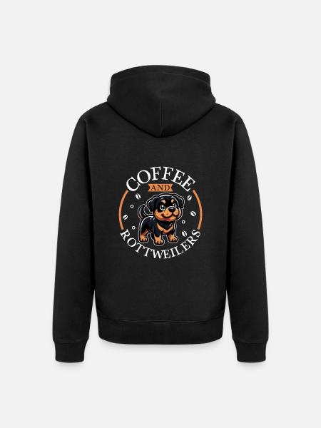 Coffee and Rottweiler - Unisex Premium Organic Zip Hoodie - black