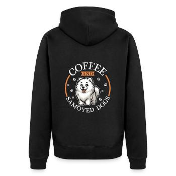 Coffee and Samoyed - Unisex Premium Organic Zip Hoodie - black - Back - Nico (187cm)