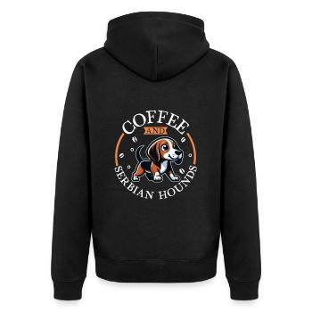 Kaffee und Serbischer Laufhund - Unisex Premium Bio Zip Hoodie - Schwarz - Hinten - Nico (187cm)