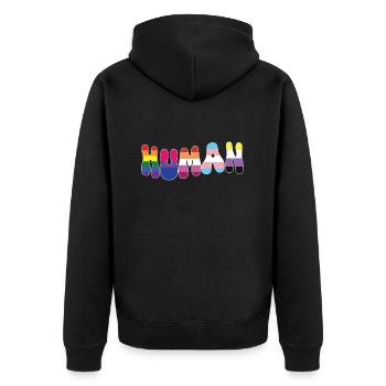 Human Equality Pride LGBTQ+ Inklusivität - Unisex Premium Bio Zip Hoodie - Schwarz - Hinten - Nico (187cm)