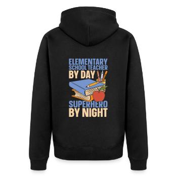 Primary school teacher - Unisex Premium Organic Zip Hoodie - black - Back - Nico (187cm)