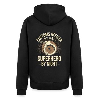 Customs official - Unisex Premium Organic Zip Hoodie - black - Back - Nico (187cm)