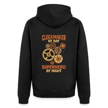 Watchmaker - Unisex Premium Organic Zip Hoodie - black - Back - Nico (187cm)