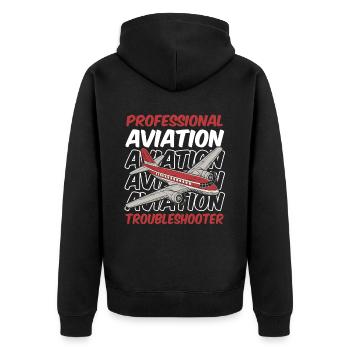 Flugingenieur - Unisex Premium Bio Zip Hoodie - Schwarz - Hinten - Nico (187cm)