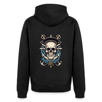 Costume de Pirate Drapeau Drapeau Jolly Roger - Veste à capuche bio Premium Unisexe - noir - Dos - Nico (187cm)