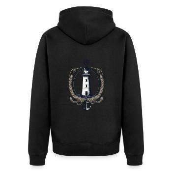 Leuchtturm Hobby Fischer Seefahrer Vintage Stil - Unisex Premium Bio Zip Hoodie - Schwarz - Hinten - Nico (187cm)