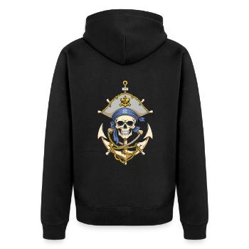 Lustiges Piraten Outfit Jolly Roger Design - Unisex Premium Bio Zip Hoodie - Schwarz - Hinten - Nico (187cm)