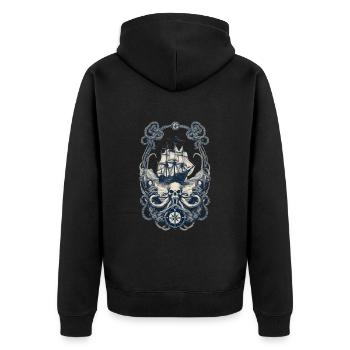 Adventure on the high seas with pirate ship - Unisex Premium Organic Zip Hoodie - black - Back - Nico (187cm)