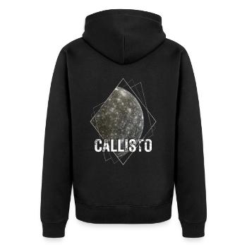Kallisto - Jupiter Mond - Unisex Premium Bio Zip Hoodie - Schwarz - Hinten - Nico (187cm)