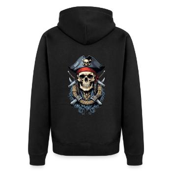Costume de Pirate Drapeau Drapeau Jolly Roger - Veste à capuche bio Premium Unisexe - noir - Dos - Nico (187cm)