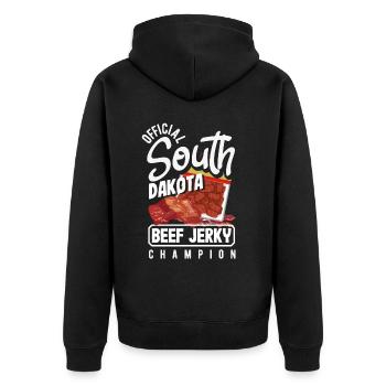 Beef Jerky Dealer Beef Jerky Costume - Unisex Premium Organic Zip Hoodie - black - Back - Nico (187cm)