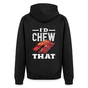 Beef Jerky Dealer Beef Jerky Costume - Unisex Premium Organic Zip Hoodie - black - Back - Nico (187cm)