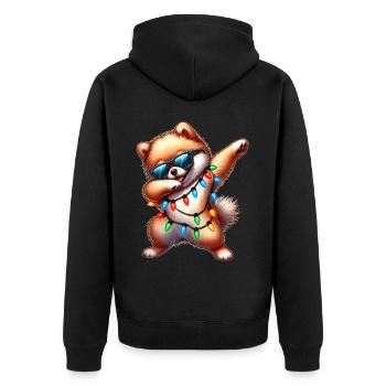 Tupfende Pomeranian Hund Sonnenbrille Niedlich Wei - Unisex Premium Bio Zip Hoodie - Schwarz - Hinten - Nico (187cm)