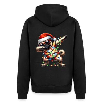 Polka Dot Pug Dog Sunglasses Cute Christmas - Unisex Premium Organic Zip Hoodie - black - Back - Nico (187cm)