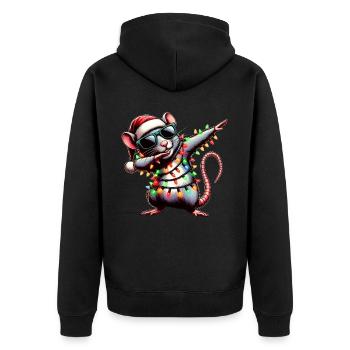 Tupfende Ratte Maus Sonnenbrille Niedlich Weihnach - Unisex Premium Bio Zip Hoodie - Schwarz - Hinten - Nico (187cm)