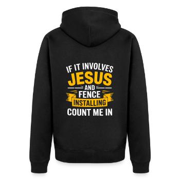 Zauninstallateur Zaunbauer Fence Installer - Unisex Premium Bio Zip Hoodie - Schwarz - Hinten - Nico (187cm)
