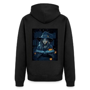 Halloween Cadeau Femmes Sorcière Hommes Enfants Décoration - Veste à capuche bio Premium Unisexe - noir - Dos - Nico (187cm)