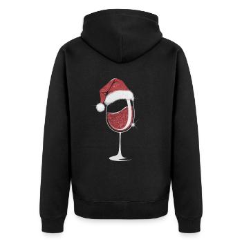 Elegant Christmas wine glass - Unisex Premium Organic Zip Hoodie - black - Back - Nico (187cm)