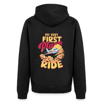 Erster Flug Flugzeugflug My Very First Plane Ride - Unisex Premium Bio Zip Hoodie - Schwarz - Hinten - Nico (187cm)