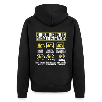 Baggerfahrer Lustige Bauarbeiter Beruf Excavator - Unisex Premium Bio Zip Hoodie - Schwarz - Hinten - Nico (187cm)