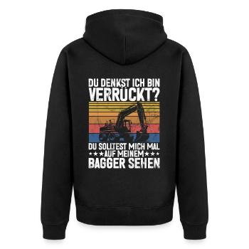 Baggerfahrer Lustige Bauarbeiter Beruf Excavator - Unisex Premium Bio Zip Hoodie - Schwarz - Hinten - Nico (187cm)