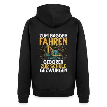 Baggerfahrer Lustige Bauarbeiter Beruf Excavator - Unisex Premium Bio Zip Hoodie - Schwarz - Hinten - Nico (187cm)