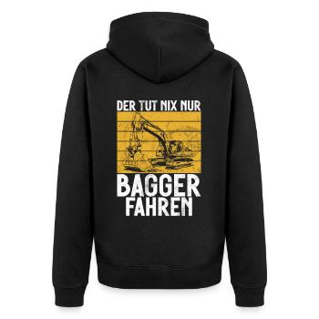 Baggerfahrer Lustige Bauarbeiter Beruf Excavator - Unisex Premium Bio Zip Hoodie - Schwarz - Hinten - Nico (187cm)