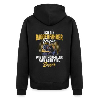 Baggerfahrer Lustige Bauarbeiter Beruf Excavator - Unisex Premium Bio Zip Hoodie - Schwarz - Hinten - Nico (187cm)