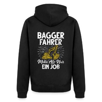 Baggerfahrer Lustige Bauarbeiter Beruf Excavator - Unisex Premium Bio Zip Hoodie - Schwarz - Hinten - Nico (187cm)