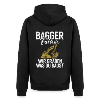 Baggerfahrer Lustige Bauarbeiter Beruf Excavator - Unisex Premium Bio Zip Hoodie - Schwarz - Hinten - Nico (187cm)