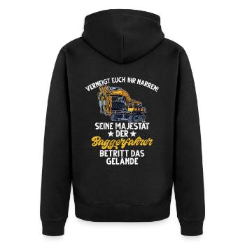 Baggerfahrer Lustige Bauarbeiter Beruf Excavator - Unisex Premium Bio Zip Hoodie - Schwarz - Hinten - Nico (187cm)