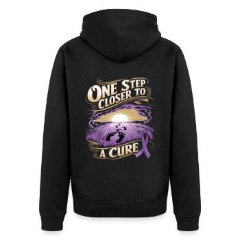 Alzheimer Bewusstsein Lila Band - Unisex Premium Bio Zip Hoodie - Schwarz - Hinten - Nico (187cm)