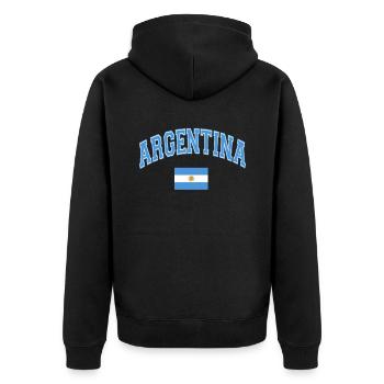 Argentinien Geschenk Argentina Argentine Flagge - Unisex Premium Bio Zip Hoodie - Schwarz - Hinten - Nico (187cm)