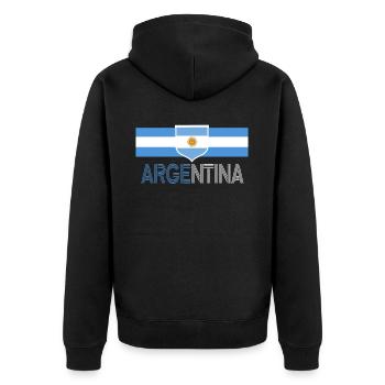 Argentinien Geschenk Argentina Argentine Flagge - Unisex Premium Bio Zip Hoodie - Schwarz - Hinten - Nico (187cm)