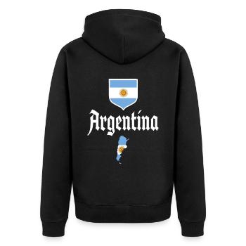 Argentinien Geschenk Argentina Argentine Flagge - Unisex Premium Bio Zip Hoodie - Schwarz - Hinten - Nico (187cm)
