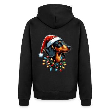 Chapeau de Noël teckel Noël - Veste à capuche bio Premium Unisexe - noir - Dos - Nico (187cm)
