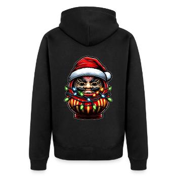 Daruma Doll Japan Lucky Charm Christmas Hat X - Unisex Premium Organic Zip Hoodie - black - Back - Nico (187cm)