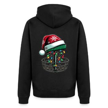 Disc Golf Disc Golfing Disc Golfer Weihnachtsmütze - Unisex Premium Bio Zip Hoodie - Schwarz - Hinten - Nico (187cm)