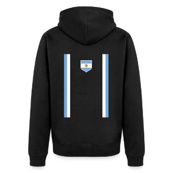 Argentinien Geschenk Argentina Argentine Flagge - Unisex Premium Bio Zip Hoodie - Schwarz - Hinten - Nico (187cm)